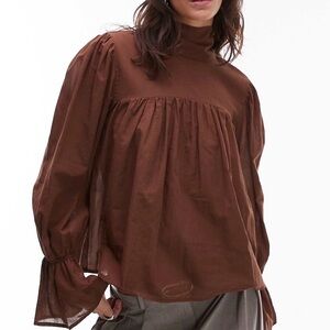 ASOS Brown Tie Neck Blouse